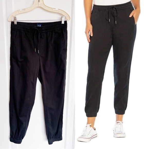 GAP • Twill Jogger pants black cotton cargo drawstring waist tapered leg - Picture 1 of 13